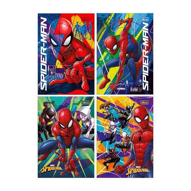 CADERNO BROCHURA 1/4 CAPA DURA 80 FOLHAS SPIDERMAN - REF. 30895 - PACOTE COM 5 UNIDADES
