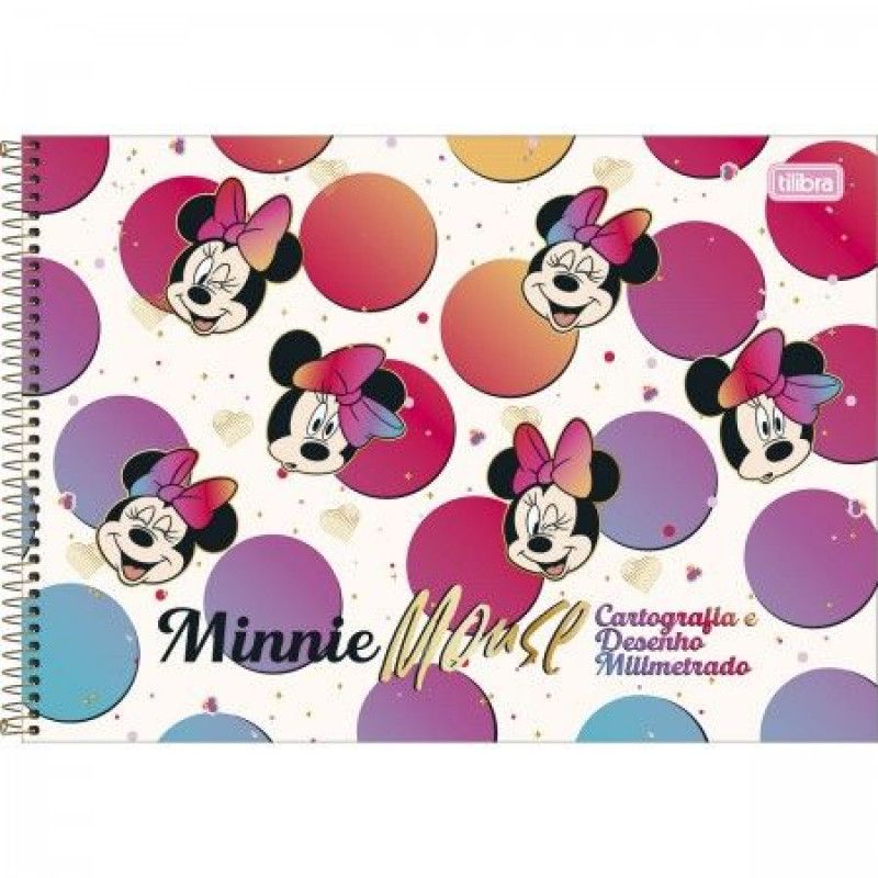 CADERNO CARTOGRAFIA CAPA DURA MILIMETRADO 80 FOLHAS MINNIE  - REF. 30921 - CAIXA COM 4 UNIDADES