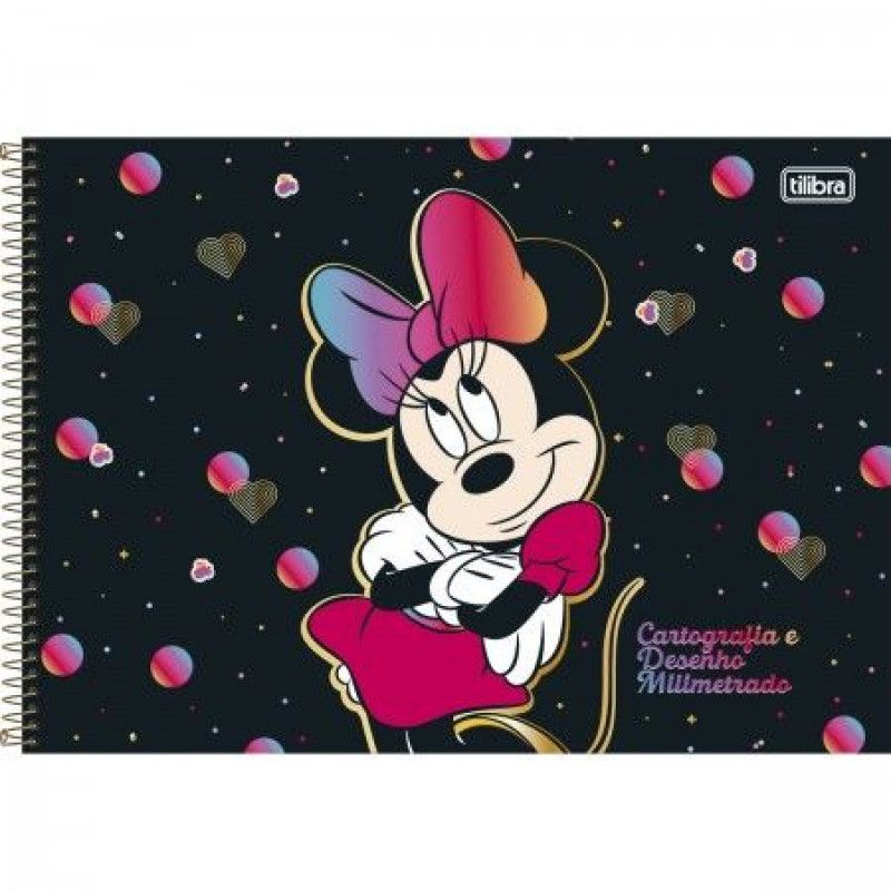 CADERNO CARTOGRAFIA CAPA DURA MILIMETRADO 80 FOLHAS MINNIE  - REF. 30921 - CAIXA COM 4 UNIDADES