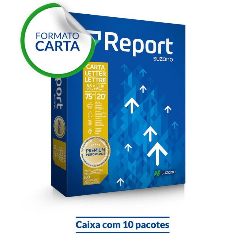 PAPEL SULFITE CARTA 75G COM 500 FOLHAS REPORT - CAIXA COM 10 PACOTES