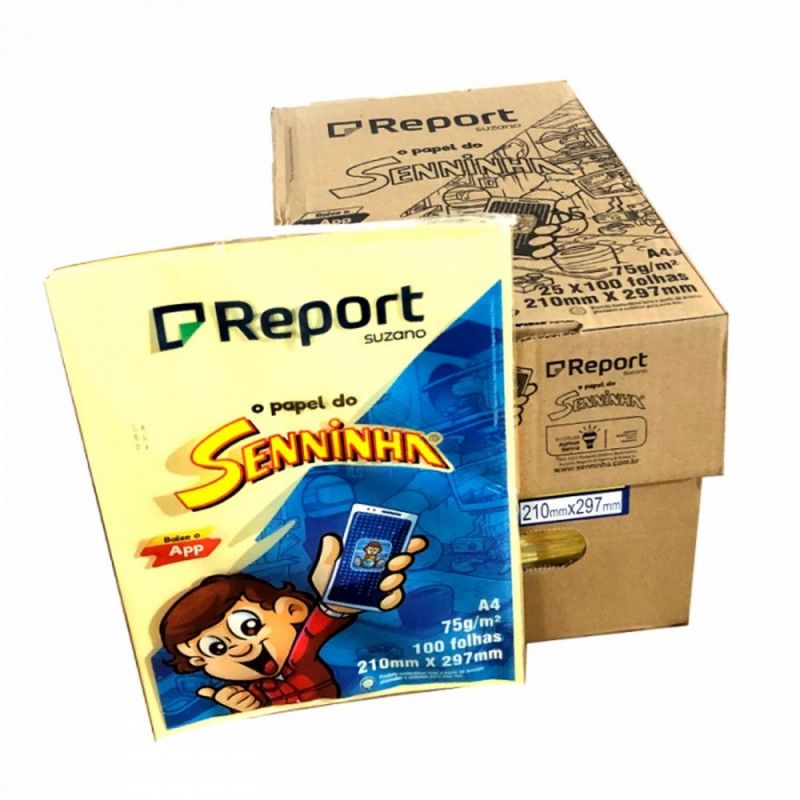 PAPEL SULFITE A4 100FL AMARELO SENINHA - CAIXA COM 25 UNIDADES