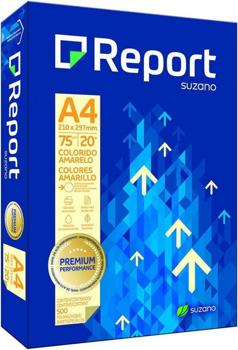 PAPEL SULFITE A4 75G  500 FOLHAS COLOR AMARELO REPORT - 1 UNIDADE