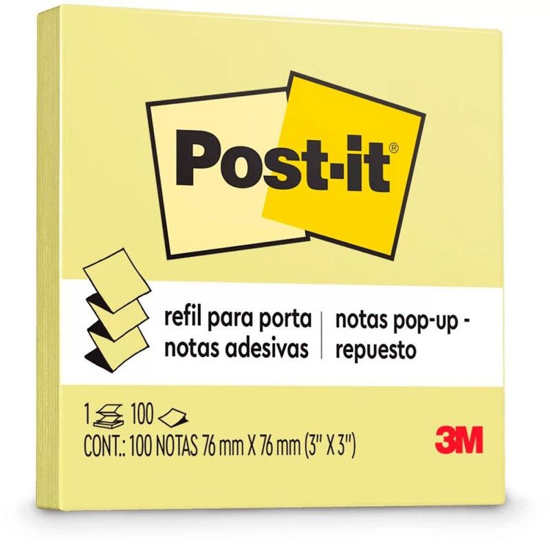 BLOCO ADESIVO ANOTACAO 76X 76MM 100 FOLHAS REFIL POSTIT - 1 UNIDADE