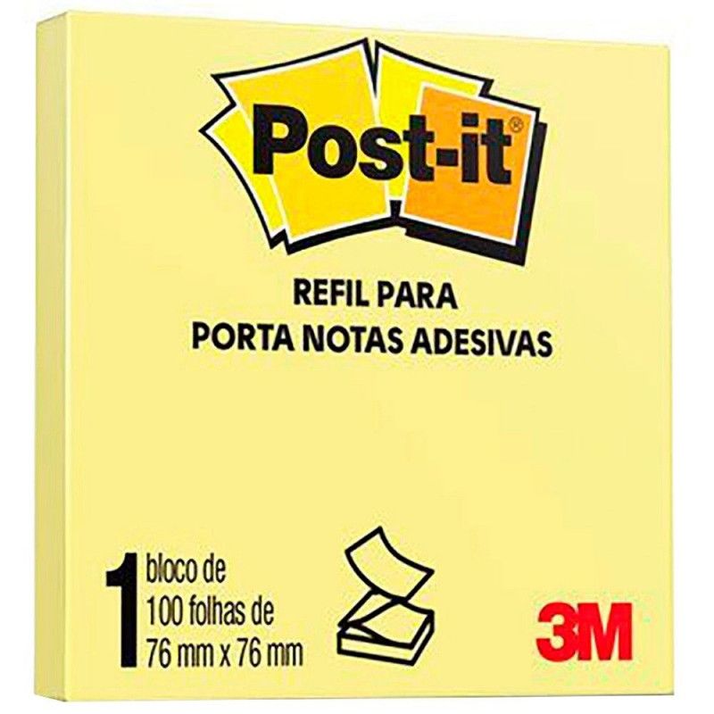 BLOCO ADESIVO ANOTACAO 76X 76MM 100 FOLHAS REFIL POSTIT - 1 UNIDADE