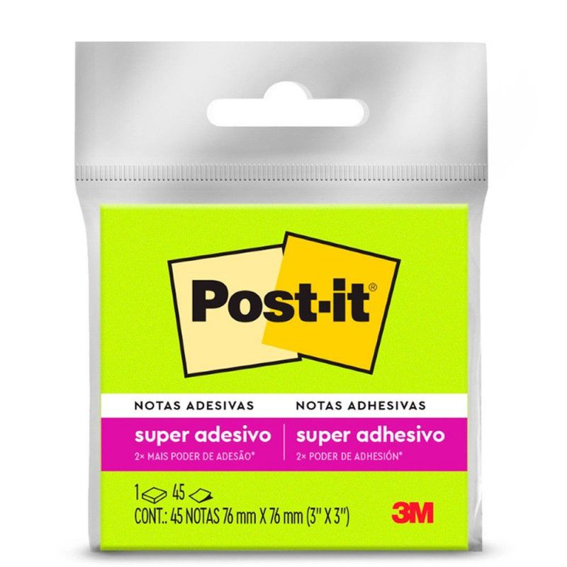 BLOCO ADESIVO ANOTACAO 76X76MM 45 FOLHAS VERDE POST-IT - 1 UNIDADE