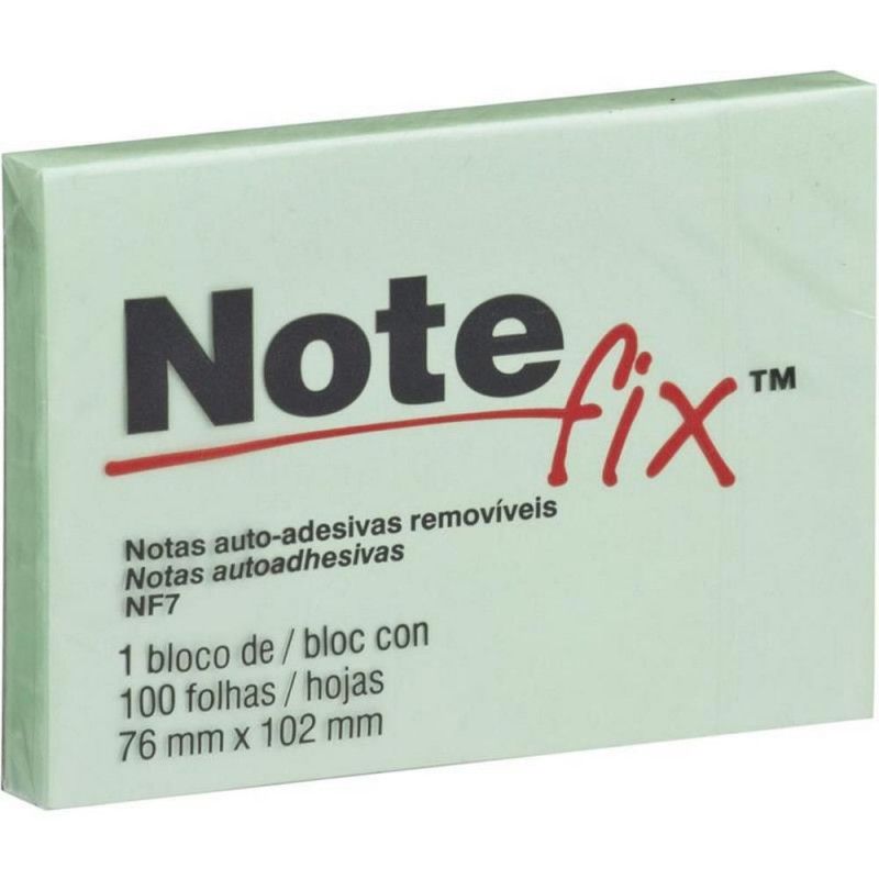 BLOCO ADESIVO ANOTACAO 76X102MM 100 FOLHAS VERDE PASTEL NOTEFIX - REF. 4116099 - 1 UNIDADE 