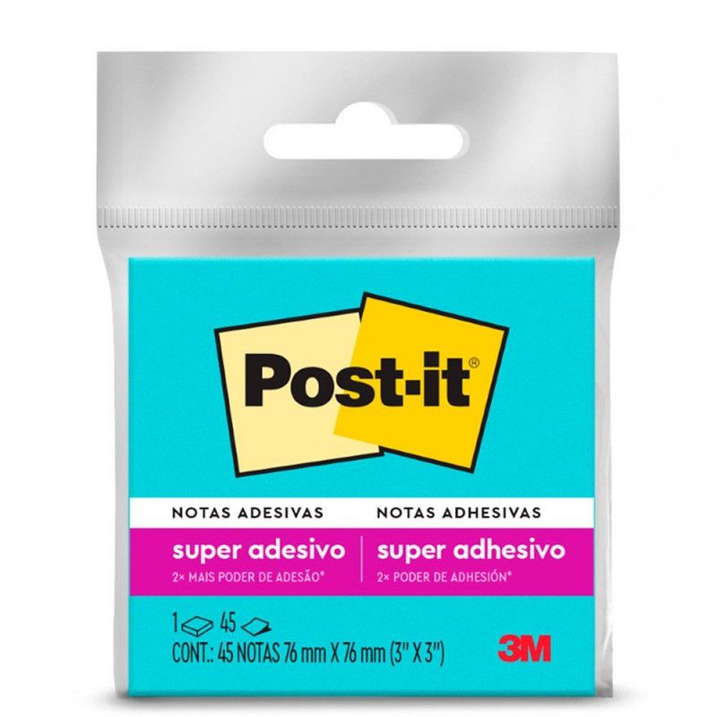 BLOCO ADESIVO ANOTACAO 76X76MM 45 FOLHAS AZUL PASTEL - 1 UNIDADE