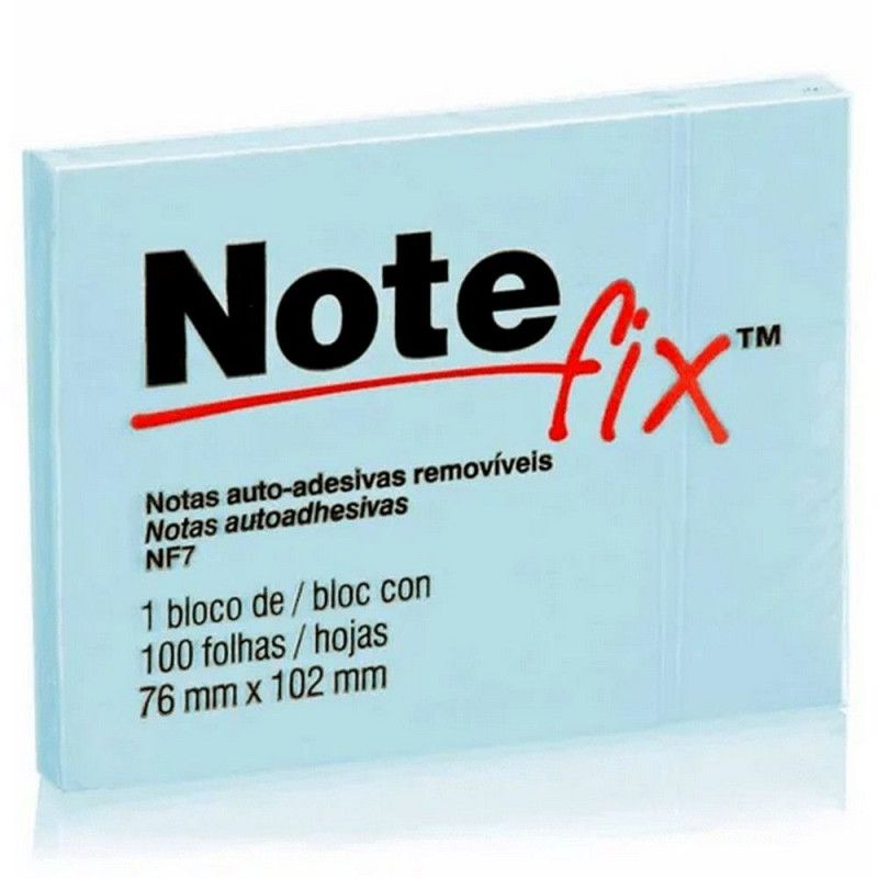 BLOCO ADESIVO ANOTACAO 76X102MM 100 FOLHAS AZUL PASTEL NOTEFIX  - 1 UNIDADE