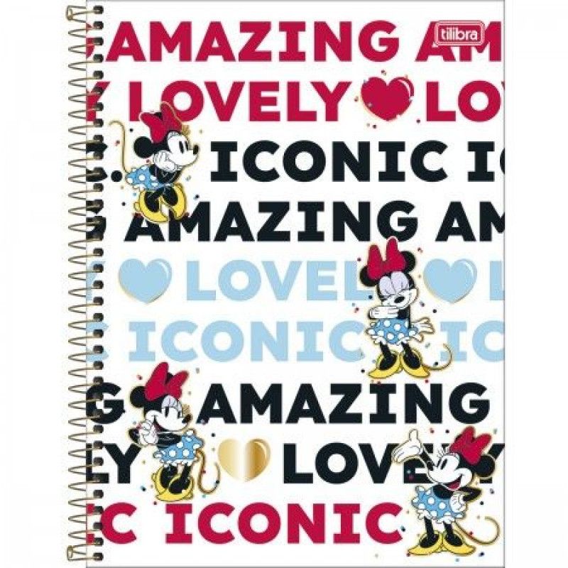 CADERNO 1 MATERIA CAPA DURA 80 FOLHAS MINNIE TILIBRA - REF. 30808 - PACOTE COM 4 UNIDADES