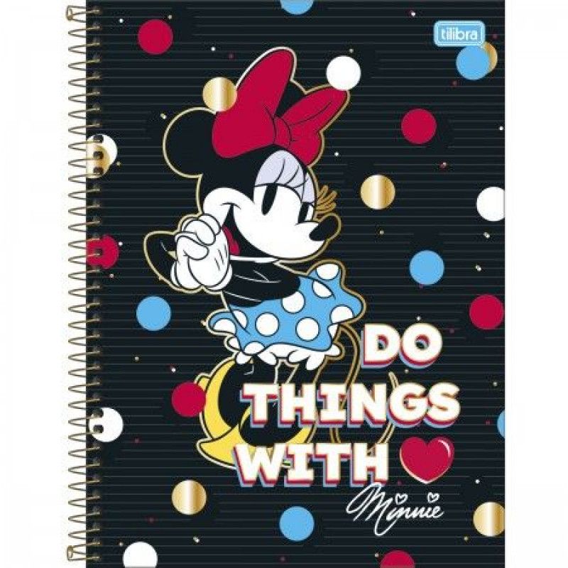 CADERNO 1 MATERIA CAPA DURA 80 FOLHAS MINNIE TILIBRA - REF. 30808 - PACOTE COM 4 UNIDADES