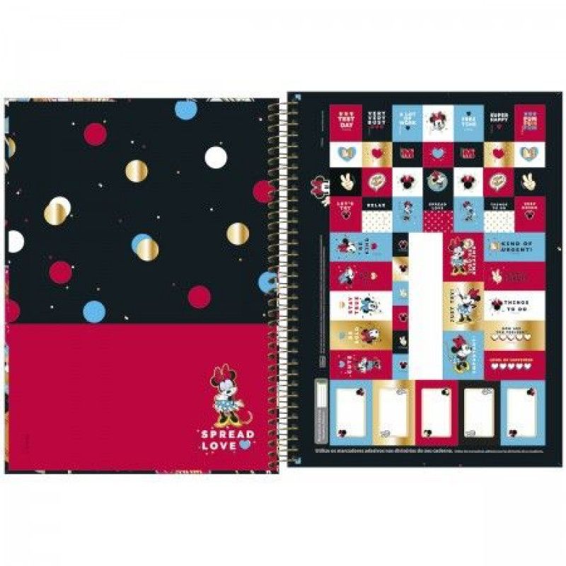 CADERNO 1 MATERIA CAPA DURA 80 FOLHAS MINNIE TILIBRA - REF. 30808 - PACOTE COM 4 UNIDADES