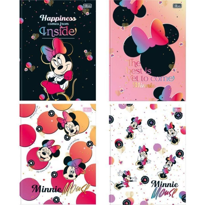 CADERNO BROCHURAO CAPA DURA 80 FOLHAS MINNIE - REF. 30886 - PACOTE COM 5 UNIDADES