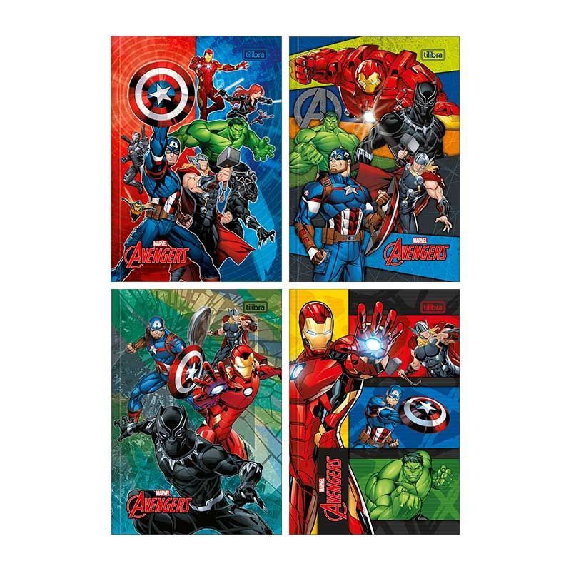 CADERNO BROCHURAO CAPA DURA 80 FOLHAS AVENGERS - REF. 308986 - PACOTE COM 5 UNIDADES