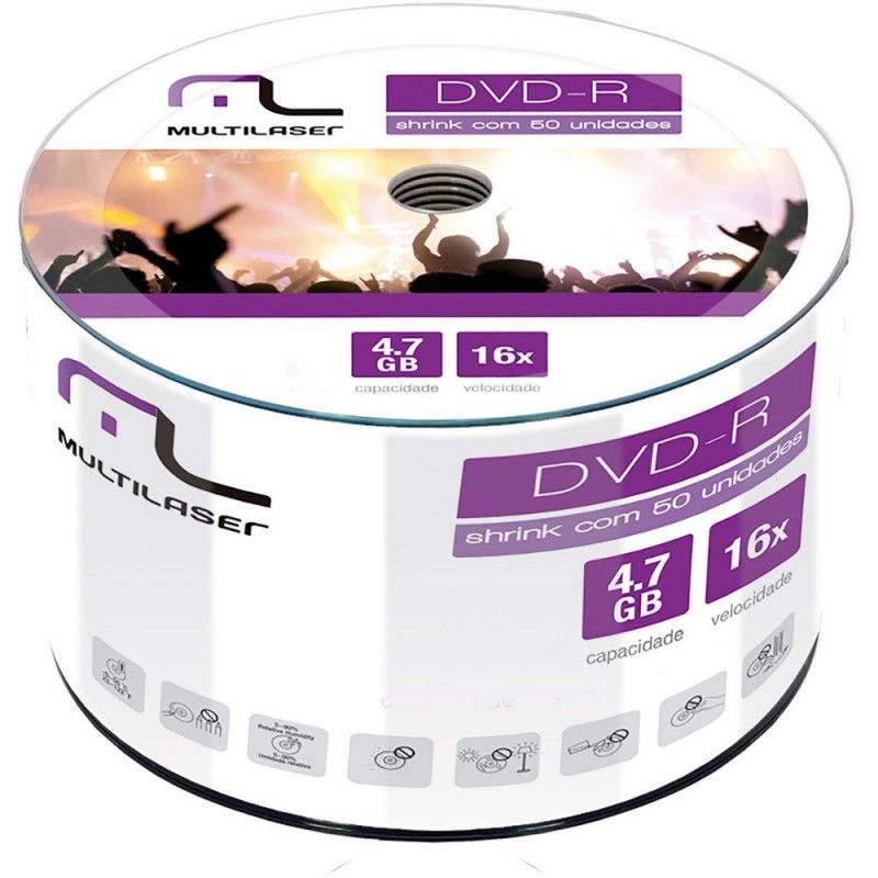 DVD-R 4.7 GB SHRINK MULTILASER - REF. DV061 -  PACOTE COM 50 UNIDADES
