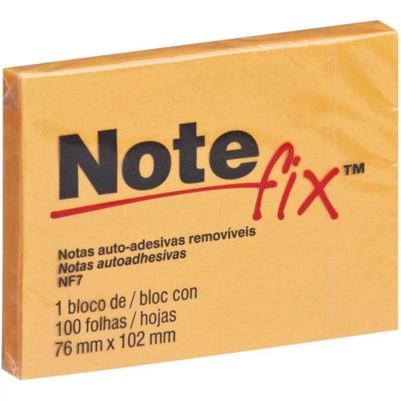 BLOCO ADESIVO ANOTACAO 76X102MM 100 FOLHAS LARANJA NOTEFIX  - REF. 4116081 - 1 UNIDADE