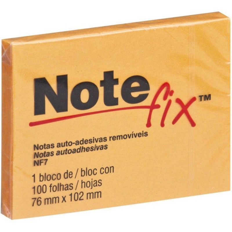 BLOCO ADESIVO ANOTACAO 76X102MM 100 FOLHAS LARANJA NOTEFIX  - REF. 4116081 - 1 UNIDADE