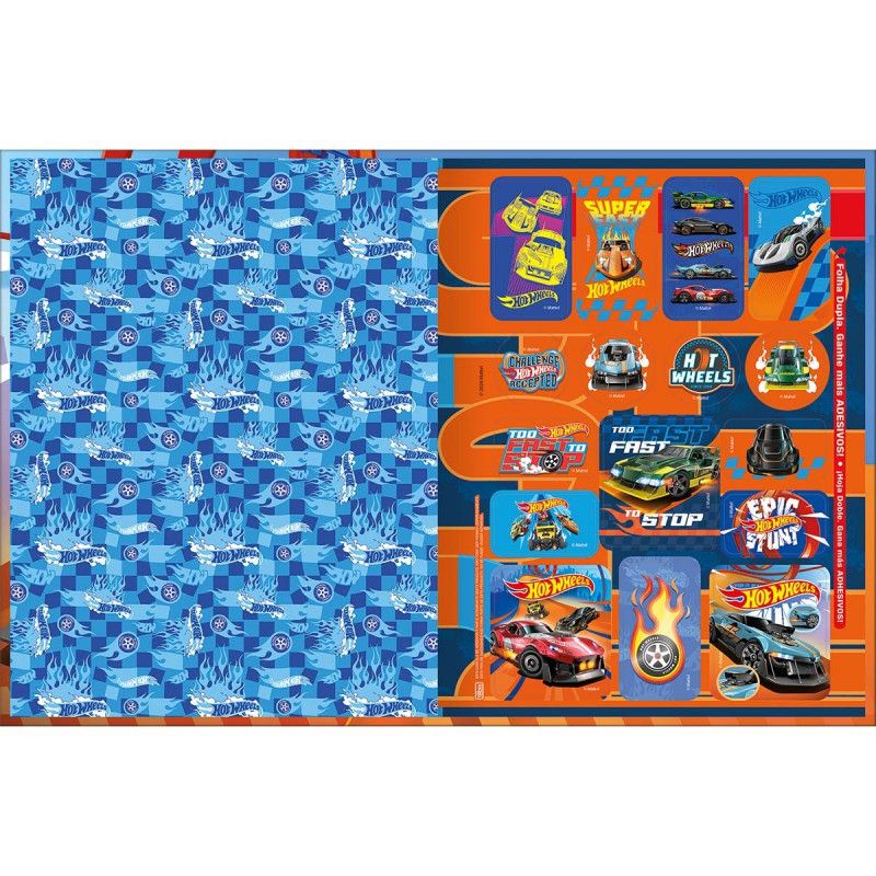 CADERNO BROCHURAO CAPA DURA 80 FOLHAS HOT WHEELS - REF. 30872 - PACOTE COM 5 UNIDADES
