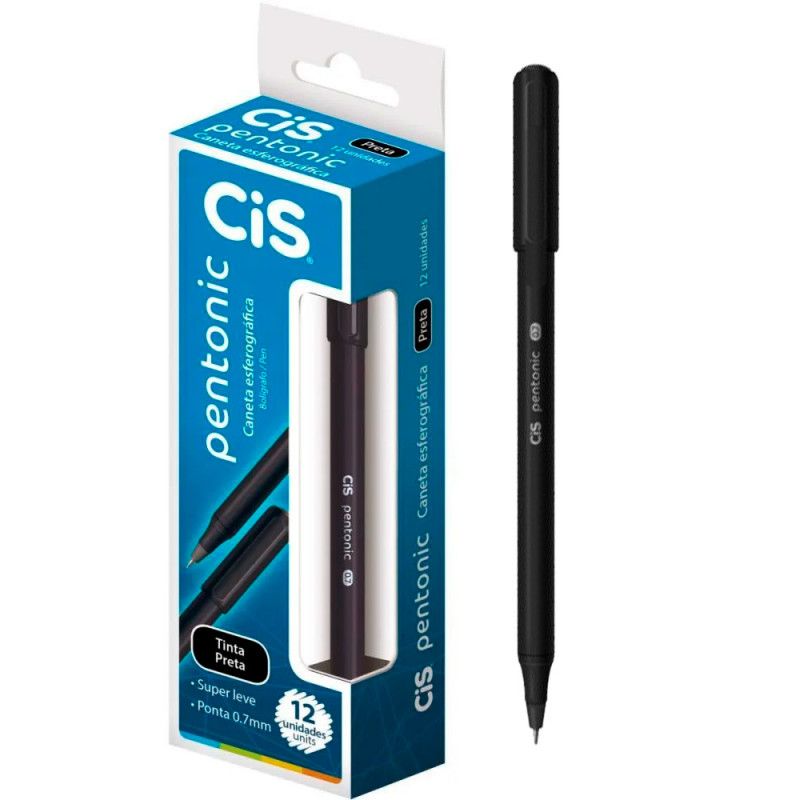 CANETA ESFEROGRAFICA 0.7 PENTONIC PRETO CIS - REF. 9285 - CAIXA COM 12 UNIDADES