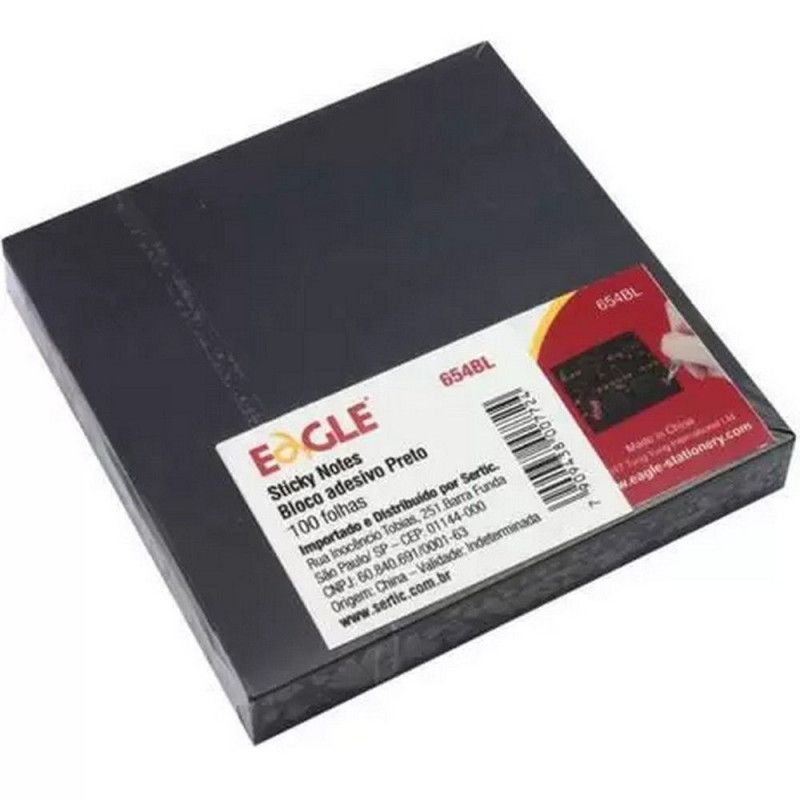 BLOCO ADESIVO ANOTACOES 76X76MM 100 FOLHAS PRETO - REF. 654 - 1 UNIDADE