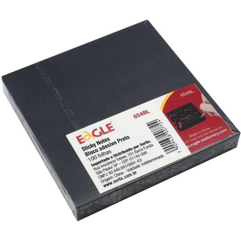 BLOCO ADESIVO ANOTACAO 76X76MM 100 FOLHAS PRETO 654 - REF. 654 - PACOTE COM 12 UNIDADES