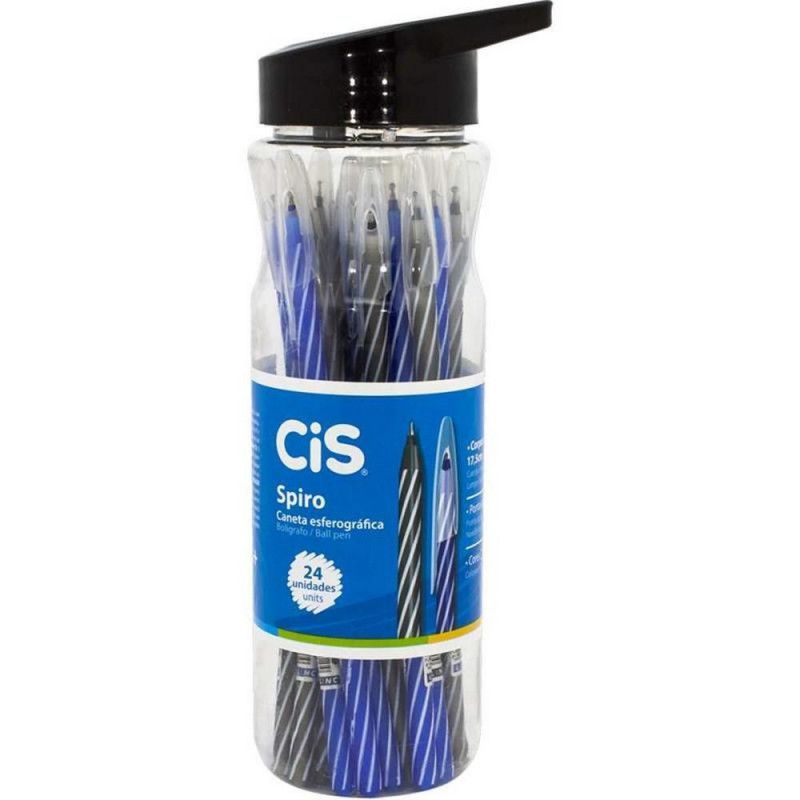 CANETA ESFEROGRAFICA 0.7 SPIRO AZUL E PRETO CIS - REF. 2964 - CAIXA COM 24 UNIDADES