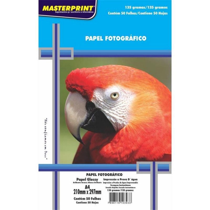 PAPEL FOTOGRAFICO A4 135G 50 FOLHAS MASTERPRINT - REF. 302010056 - 1 UNIDADE