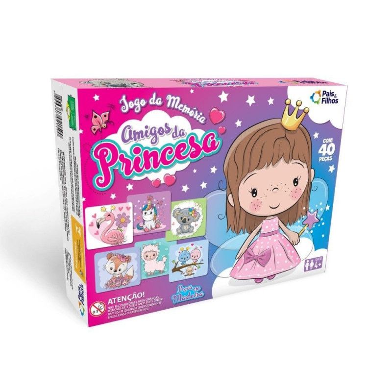 JOGO MEMORIA AMIGOS DA PRINCESA MADEIRA - REF. 2176 - 1 UNIDADE