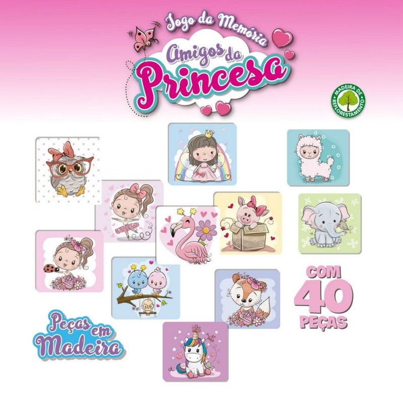 JOGO MEMORIA AMIGOS DA PRINCESA MADEIRA - REF. 2176 - 1 UNIDADE
