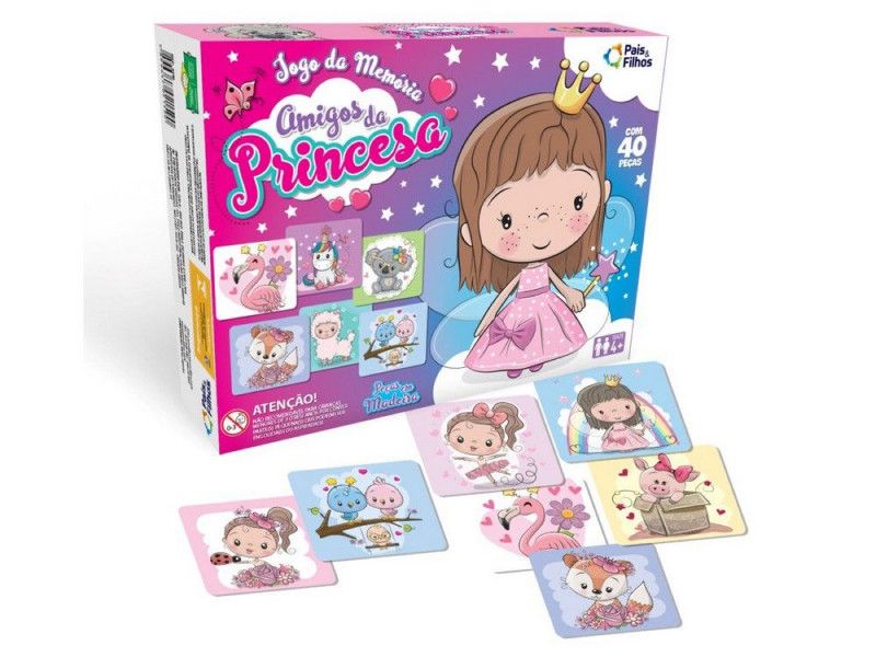 JOGO MEMORIA AMIGOS DA PRINCESA MADEIRA - REF. 2176 - 1 UNIDADE