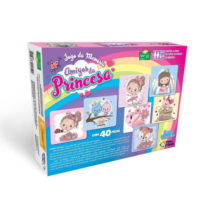 JOGO MEMORIA AMIGOS DA PRINCESA MADEIRA - REF. 2176 - 1 UNIDADE