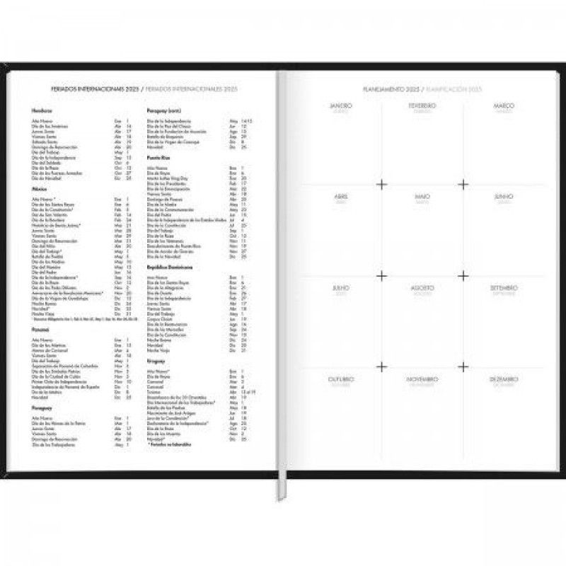 AGENDA COSTURADA NAPOLI PRETO M7 TILIBRA 2025 - REF. 312207 - PACOTE COM 4 UNIDADES
