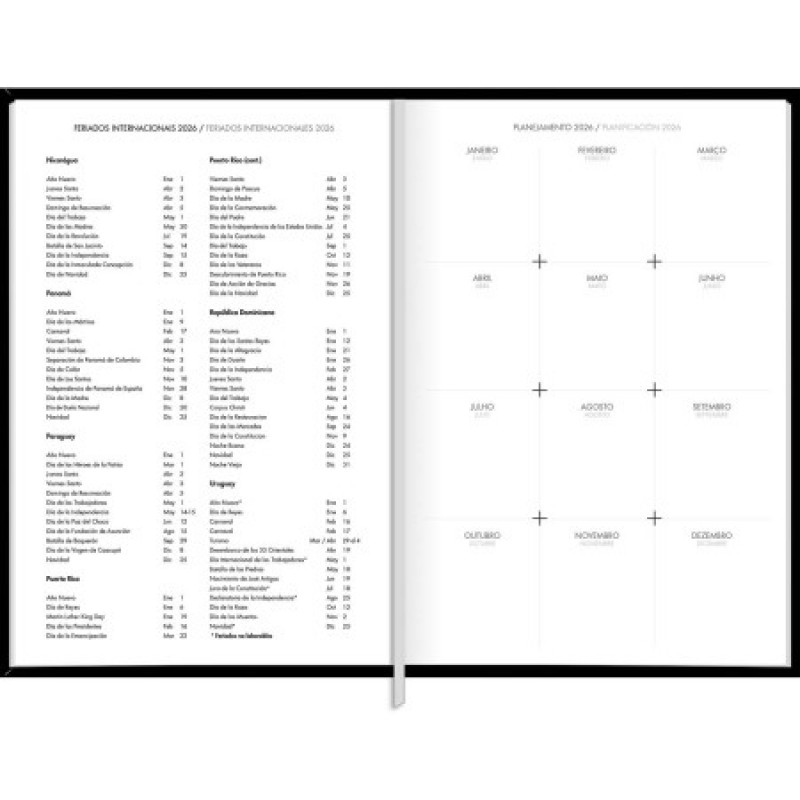 AGENDA COSTURADA NAPOLI PRETO M7 TILIBRA 2026 - REF. 312207 - PACOTE COM 4 UNIDADES