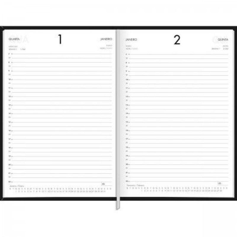 AGENDA COSTURADA NAPOLI PRETO M7 TILIBRA 2025 - REF. 312207 - PACOTE COM 4 UNIDADES
