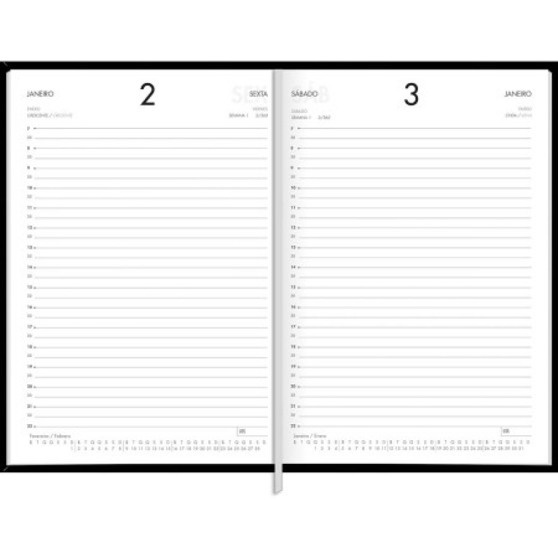 AGENDA COSTURADA NAPOLI PRETO M7 TILIBRA 2026 - REF. 312207 - PACOTE COM 4 UNIDADES