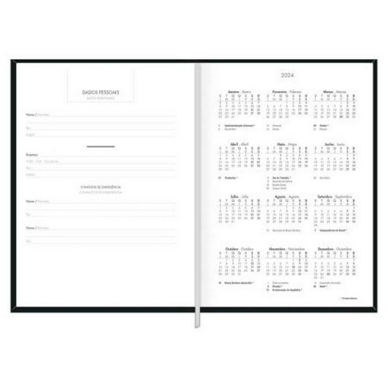 AGENDA COSTURADA NAPOLI PRETO M7 TILIBRA 2025 - REF. 312207 - PACOTE COM 4 UNIDADES