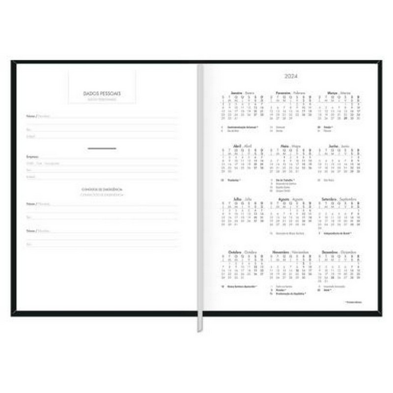 AGENDA COSTURADA NAPOLI PRETO M7 TILIBRA 2026 - REF. 312207 - PACOTE COM 4 UNIDADES