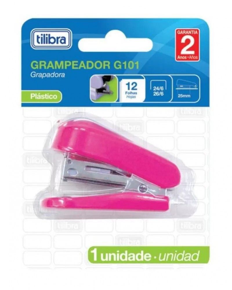 GRAMPEADOR PLASTICO MINI 12 FOLHAS ROSA - REF. G101 - 1 UNIDADE