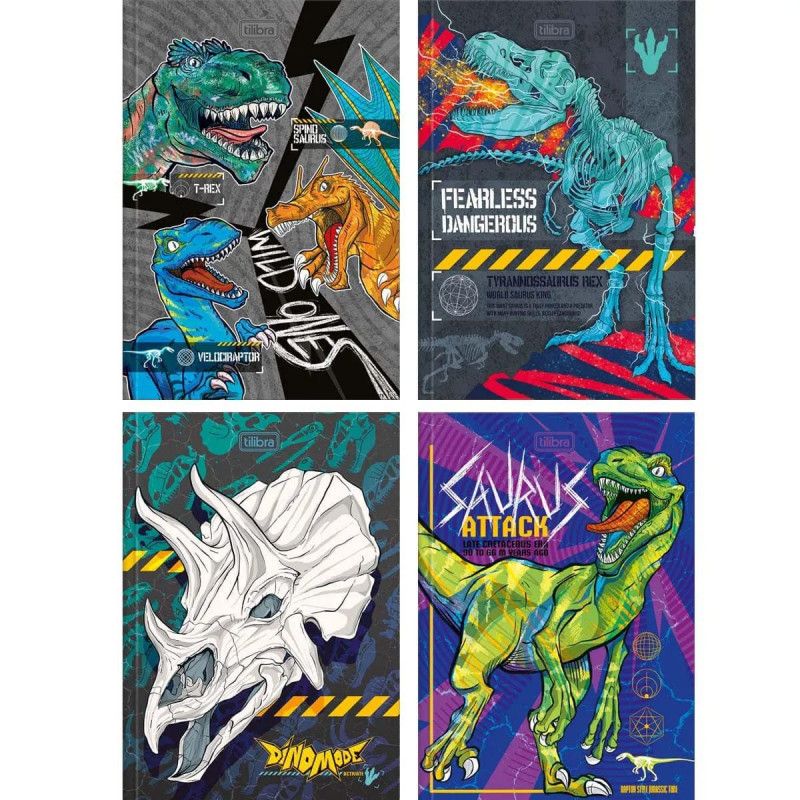 CADERNO BROCHURAO CAPA DURA 80 FOLHAS RAPTOR TILIBRA - REF. 30954 - PACOTE COM 5 UNIDADES