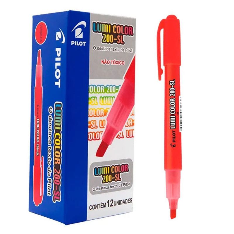 PINCEL MARCA TEXTO LUMI COLOR VERMELHO - CAIXA COM 12 UNIDADES