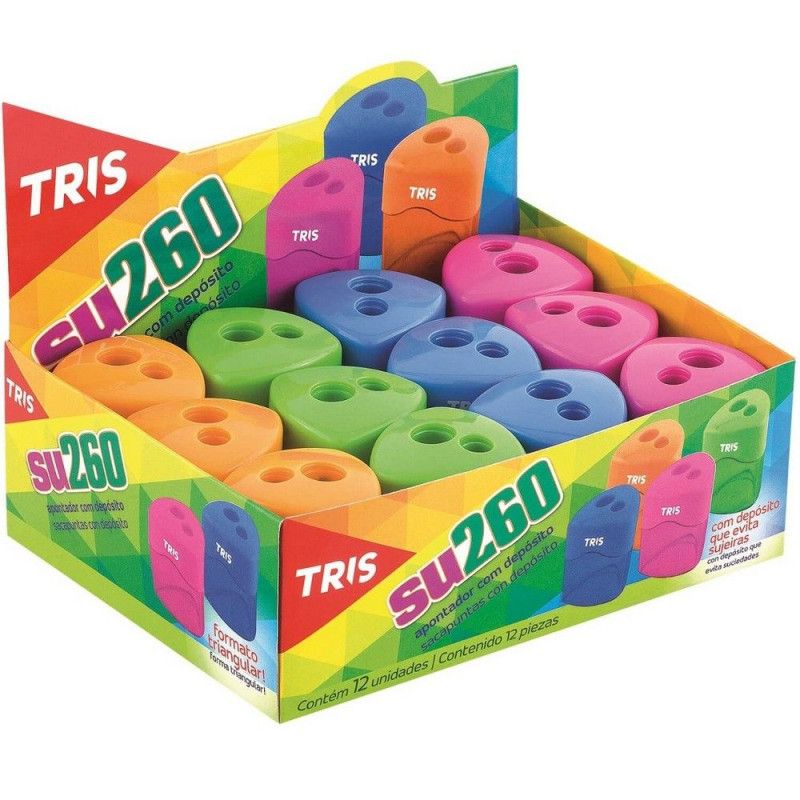 APONTADOR COM DEPOSITO DUPLO TRIS - REF. 676487 - CAIXA COM 12 UNIDADES