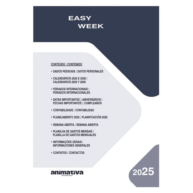 AGENDA ESPIRAL EASY WEEK 2026 SAO DOMINGOS ANIMATIVA - REF. 130004 - PACOTE COM 2 UNIDADES