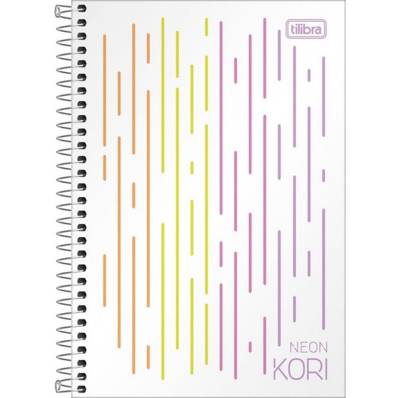CADERNO ESPIRAL CAPA DURA 1/4 80 FOLHAS NEON KORI TILIBRA - REF. 30277 - PACOTE COM 4 UNIDADES