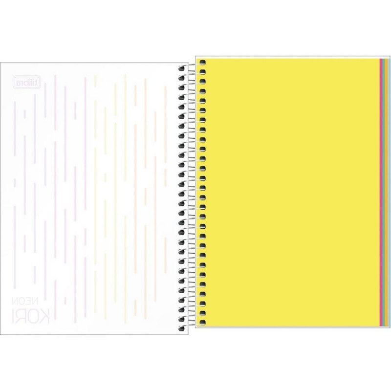 CADERNO ESPIRAL CAPA DURA 1/4 80 FOLHAS NEON KORI TILIBRA - REF. 30277 - PACOTE COM 4 UNIDADES