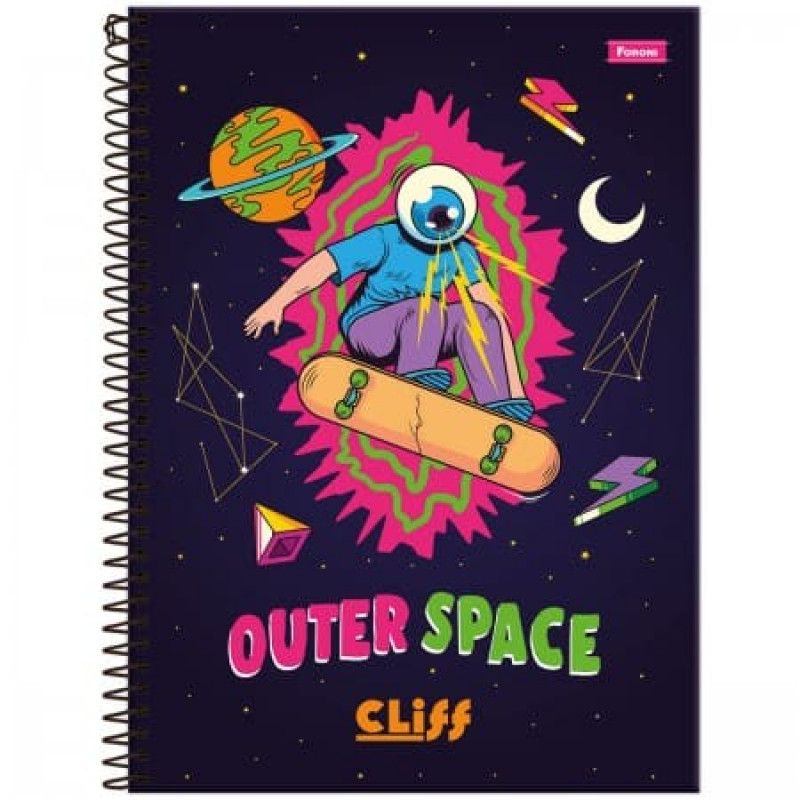 CADERNO 1X1 CAPA DURA 80 FOLHA CLIFF MASCULINO FORONI - REF. 6685 - PACOTE COM 4 UNIDADES