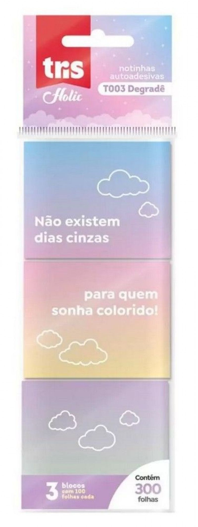 BLOCO ADESIVO ANOTACAO 50X40MM 100 FOLHAS DEGRADE COM 3 - REF. 607962 - 1 UNIDADE