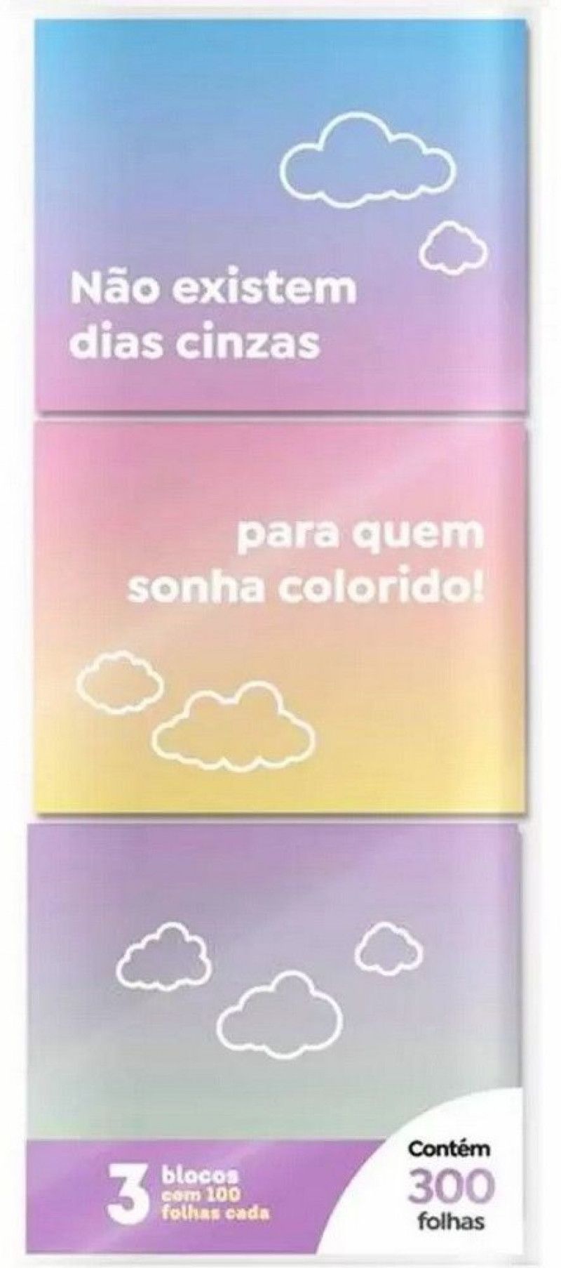 BLOCO ADESIVO ANOTACAO 50X40MM 100 FOLHAS DEGRADE COM 3 - REF. 607962 - 1 UNIDADE