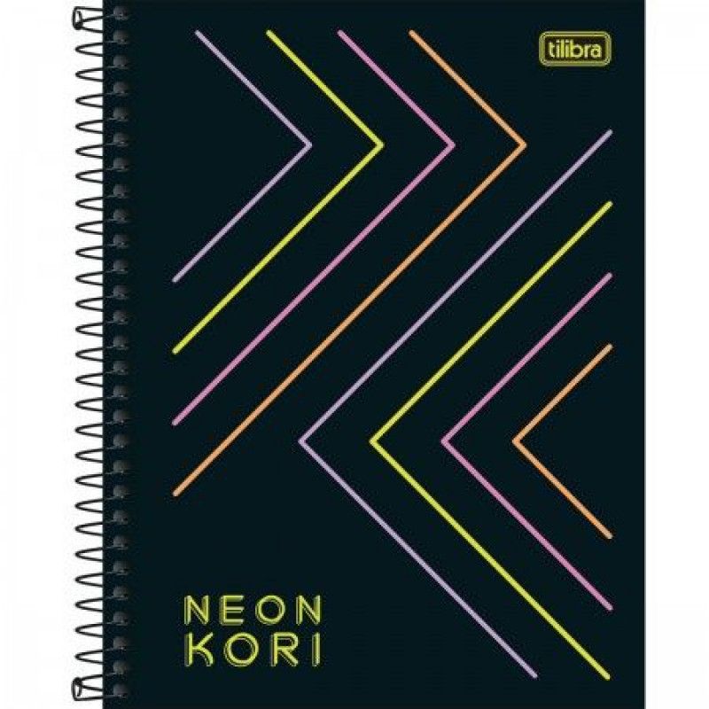 CADERNO 1 MATERIA 80 FOLHAS COLEGE NEON KORI TILIBRA - REF. 31025 - PACOTE COM 4 UNIDADES