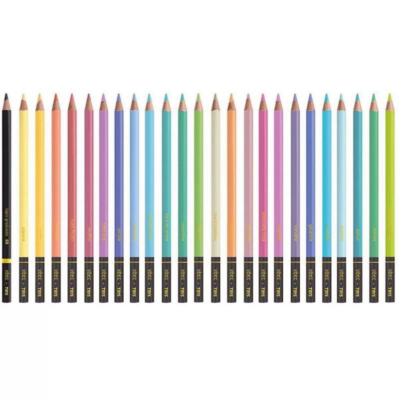 LAPIS 24 CORES VIBES PASTEL TRIS - REF. 607719 - PACOTE COM 6 UNIDADES