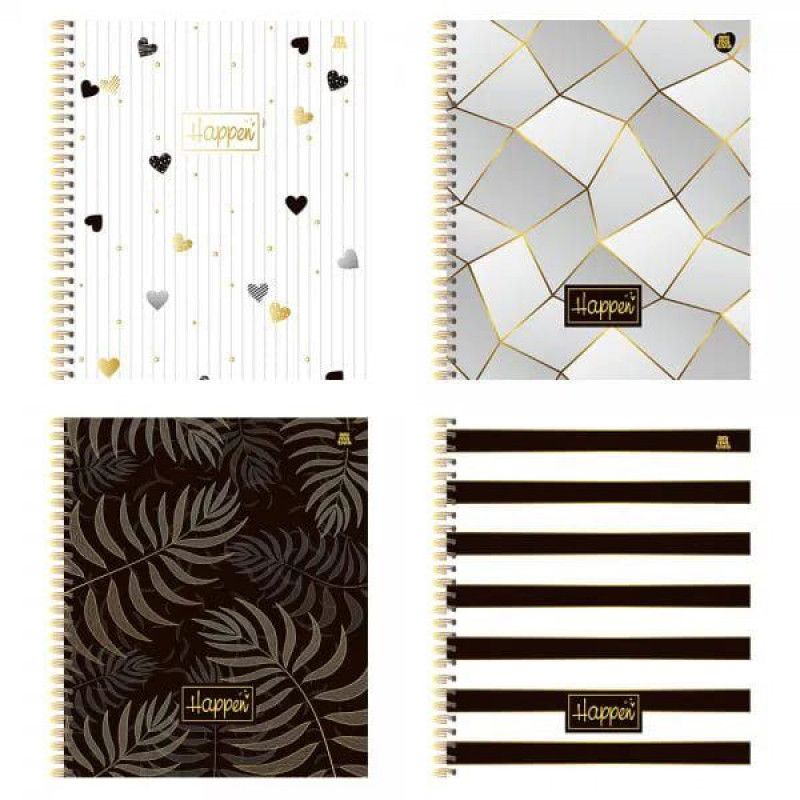 CADERNO 1 MATERIA CAPA DURA 80 FOLHAS HAPPEN SAO DOMINGOS - REF. 233242 - PACOTE COM 4 UNIDADES