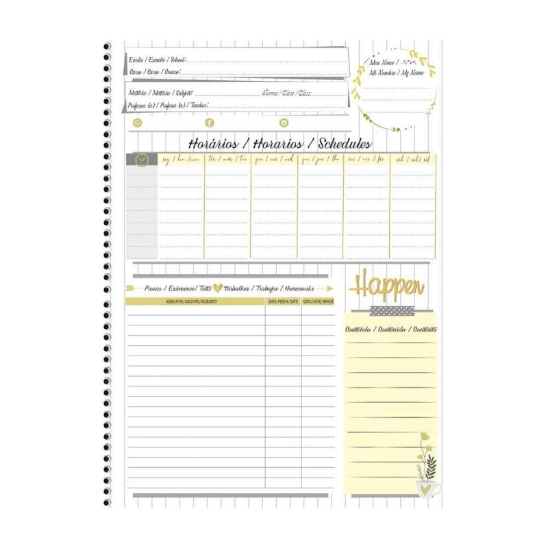 CADERNO 1 MATERIA CAPA DURA 80 FOLHAS HAPPEN SAO DOMINGOS - REF. 233242 - PACOTE COM 4 UNIDADES